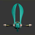 3D Anime Character Hatsune Miku With Teal Hair Twin Tails And Outfit
