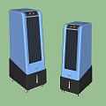 Two Blue Tower Air Cooler Fans With Black Base And Top