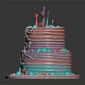 Two Tier Rainbow Colored Frosting Cake With Pink Mermaid Tail Coral Decorations And Colorful Accents