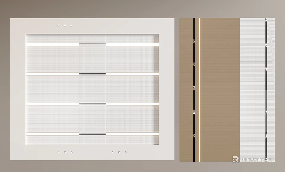 Modern Ceiling Design With Grid Panels Integrated Lighting And Accent Strips 3d model 