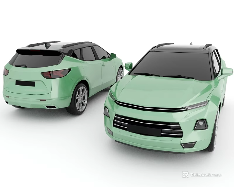 Modern Light Green SUV Showcasing Front And Rear Views Design 3d model 