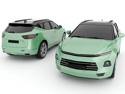 Modern Light Green SUV Showcasing Front And Rear Views Design 3d model