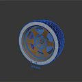 Black Tire With Golden Rim White Edge Center Logo And Small Screws