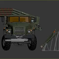 Military Green Heavy Duty Truck With Multiple Rocket Launcher And Support Stands