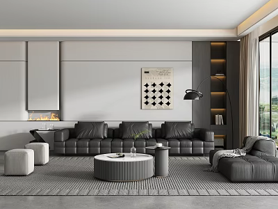 Modern living room sofa coffee table combination 3d model