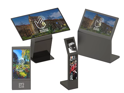 Commercial Digital Signage Equipment with Stand and Desktop Styles for Business Displays 3d model