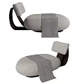 Modern Light Gray Lounge Chair With Checkered Blanket And Dark Wooden Frame