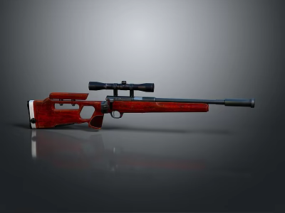 Sniper Rifle With Red Wooden Stock Black Barrel And Scope 3d model Sniper Rifle With Red Wooden Stock Black Barrel And Scope 3d model