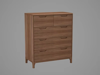 Modern Wooden Chest of Drawers with Six Drawers Brown Finish Sturdy Legs 3d model