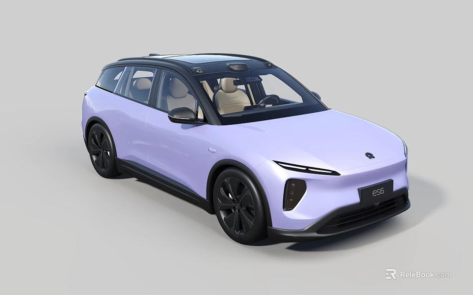 Light Purple Electric SUV With Modern Design Sleek Body Large Wheels And Beige Interior 3d model 