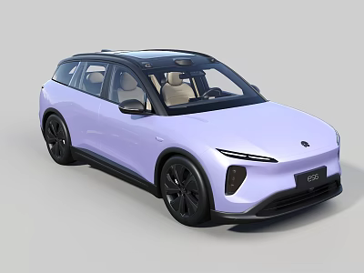 Light Purple Electric SUV With Modern Design Sleek Body Large Wheels And Beige Interior 3d model