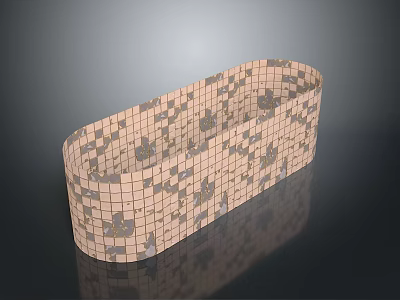 Scenic Landscape With Oval Mosaic Structure Featuring Light And Gray Tile Patterns 3d model