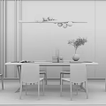 Modern Dining Table and Chair Combination 3d model
