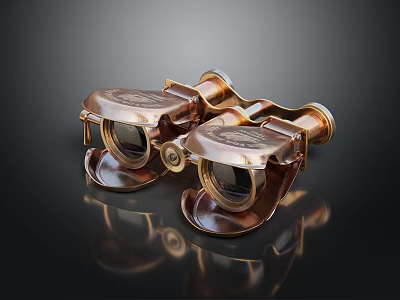 Vintage Brass Binoculars With Ornate Metallic Finish And Classic Retro Design Details 3d model