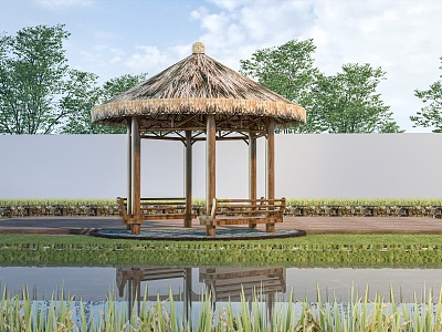 thatched pavilion country sketch pavilion landscape pavilion round pavilion landscape structure landscape gallery 3d model