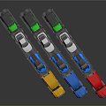 Multi Colored Car Carrier Trucks Transporting Various Colored Cars On Trailer
