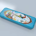 Blue Pencil Cases With Pattern And Open One Having Multiplication Table Inside 3d model