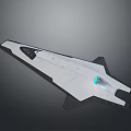 Futuristic Sleek White Aircraft Model With Black Edges And Blue Light