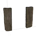 Rustic Stone Wood Decorative Pieces with Rough Texture on White Background 3d model