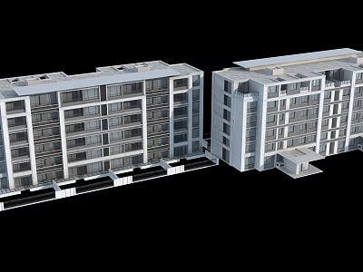 Modern Residential Building Exterior With White Facade Multiple Units And Balconies 3d model
