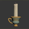 Teal and Gold Ornate Candle Lamp With White Candle Handle and Decorative Base