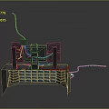 Dual Monitor Workstation Setup With Cables And Equipment On Modern Desk