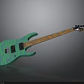 Green Electric Guitar With Wood Grain Body And Brown Neck Pickups Tuning Knobs