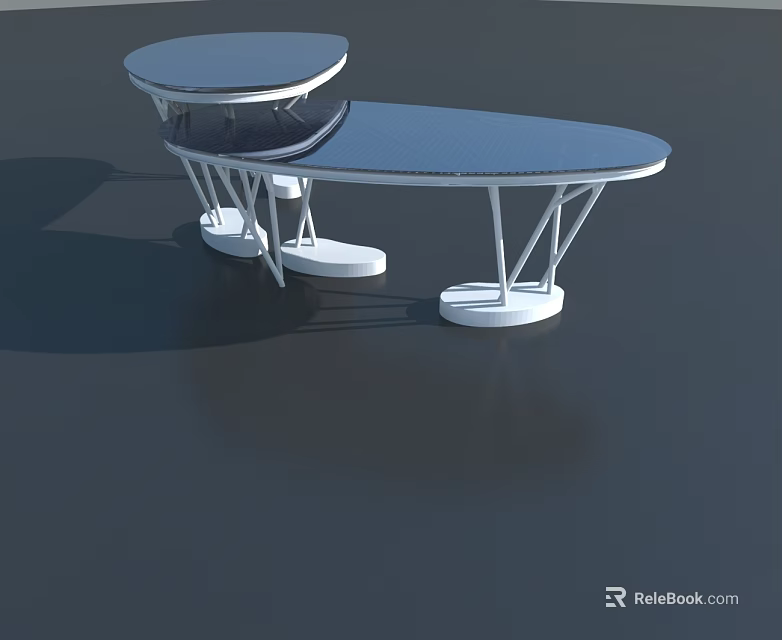 Modern Flat Door Design With White Metal Support And Curved Top Structure 3d model 