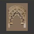 Intricate Wooden Arched Decorative Element With Detailed Carved Patterns