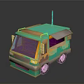 Colorful 3D Food Truck Model With Turquoise Green Orange Design Purple Windows Awning And Antenna