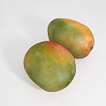 Two Fresh Mangoes With Yellow And Red Skin On White Background