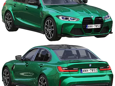 Green BMW Sporty Sedan With High Performance Exterior Design And Alloy Wheels 3d model