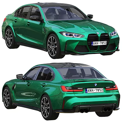 Green BMW Sporty Sedan With High Performance Exterior Design And Alloy Wheels 3d model