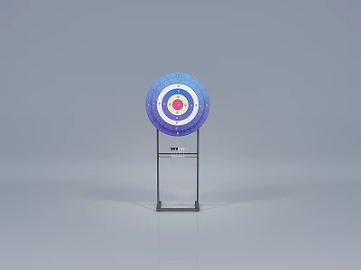 Colorful Circular Garden Ornament With Metal Stand And Layered Blue White Red Patterns 3d model
