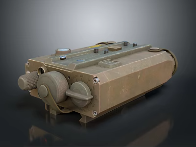 Tactical Military Weapon Accessory Brown Metal Body With Knobs And Control Panel 3d model