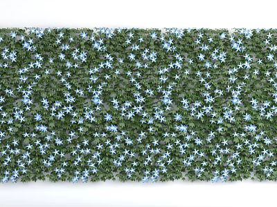Vibrant Green Plant Wall with Lush Foliage and Blue Flowers Decoration 3d model