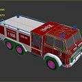 Red Fire Department Truck With Blue Lights And 1984 Number 498 Design