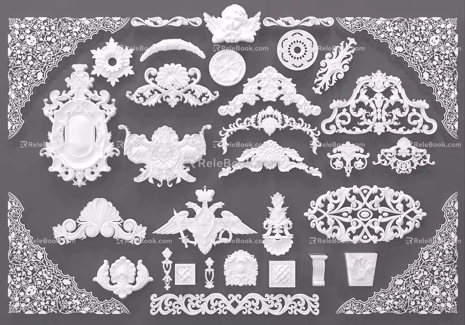 European-style Carved Carved Component 3d model