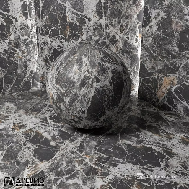 Marble Sphere Component With Textured Floor And Background Surface 3d model 