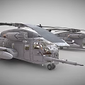 Pair Of Detailed Military Helicopter Scale Models With Rotors And Fuselage Design
