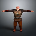 Medieval Man In Armor With Beard Arms Outstretched Standing Emblem Belt