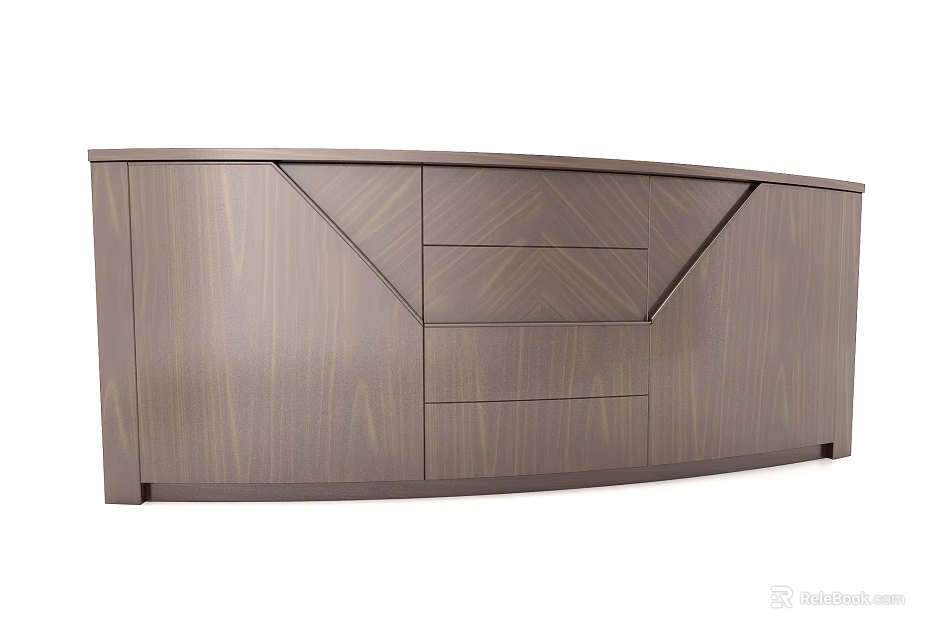 Modern Wooden Console Side Cabinet With Wood Grain Drawer And Door Storage 3d model 