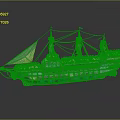Ancient Sailing Ship With Multiple Masts Intricate Crystal Design Illuminated Sails And Reflective Water Base