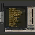 Old Vintage Portable Computer Featuring Code Display Screen Keyboard Antennas and Control Buttons 3d model