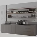 Modern Café Interior With Bar Counter Shelves Coffee Machines And Cabinets