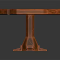 Orange Octagonal Wooden Table with Shiny Wood Grain and Sturdy Pedestal Base Design
