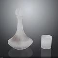 Household Pink Gradient Glass Bottle With Textured Lid And White Diamond Pattern Cup