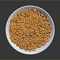 Crunchy Orange Ring Snacks Served in White Bowl on Dark Background 3d model