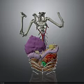 Food Digestion Process In Human Body 3D Model With Skeleton And Organs