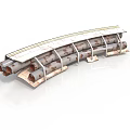 Rusty Curved Industrial Pipe System With Multiple Tubes And Support Frames